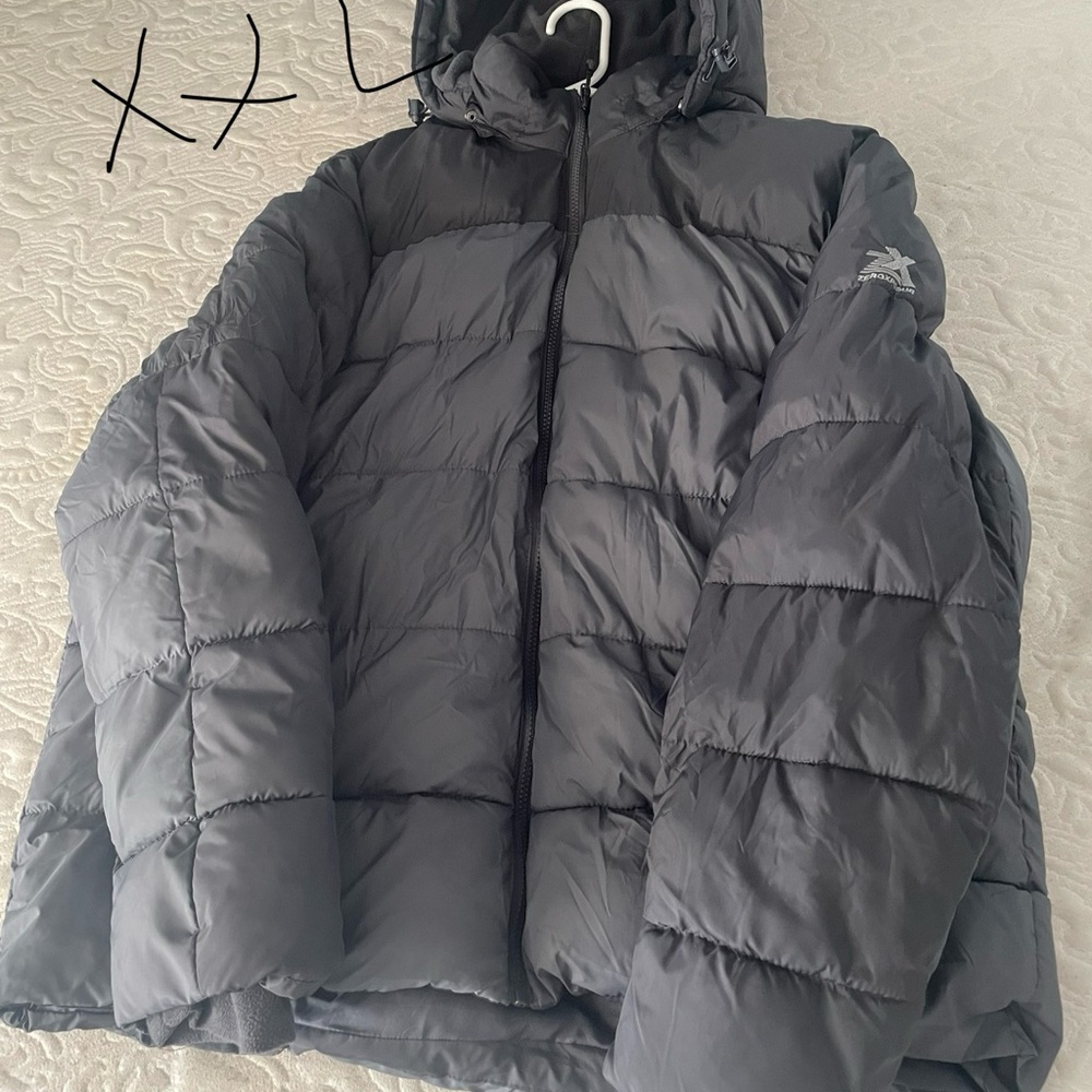 Gray Puffer Jacket with Hood